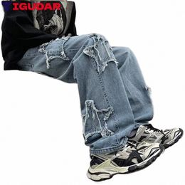 new Fi Stars Towel Embroidery Baggy Men Jeans Pants Y2K Clothes Straight Hip Hop Cott Trousers Pantal Homme mens jeans 45zg#