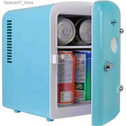 Refrigerators Freezers Retro mini portable refrigerator 4L compact refrigerator for skin care beauty serum facial mask personal cooler Aqua Q240326