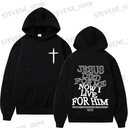 Men's Hoodies Sweatshirts Aesthetic Christian Hoodie Strtwear Mens Jesus Letters Print Vintage Sweatshirt Unisex Fashion Casual Long Slve Hoodies Y2K T240326