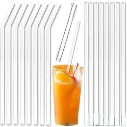 Clear Glass Straw 2008mm Reusable Straight Bent Glass Drinking Straws with Brush Eco Friendly Glass for Smoothies Cocktails FY5153654822