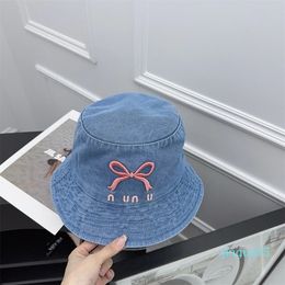 Bowknot Bucket Hats Women Luxury Letter Hats Denim Fashion Women's Caps Street Travel Accessories