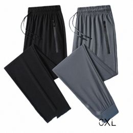 Yaz Nefes Alabilir Mesh Siyah Sweatpants Erkekler Joggers Sportswear Bol pantolonlar Erkek Gündelik Parça Pantolon Artı Boyut 5xl 6xl I837#