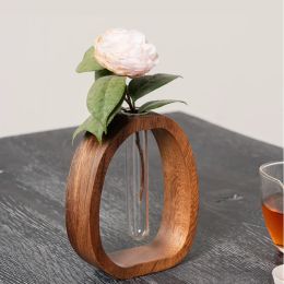 Films Walnut wood vase, creative flower arrangement, vase, artwork, living room bedroom creative ornaments