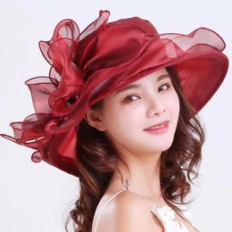 Hats 1 Elegant Bow Womens Hat Summer Organic Wide Brim Sun Protection Kentucky Derby Hat Womens Church Wedding Beach Sun HatC24326