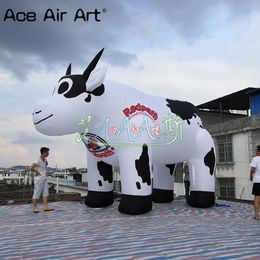 8mH (26ft) with blower Advertising Inflatable Standing Milk Cow Inflatable Cartoon Figure for Farm Decoration