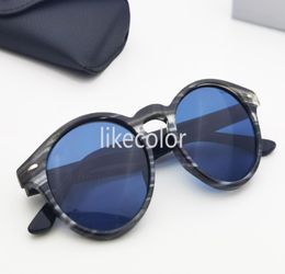 High quality striped round sunglasses steampunk designer glasses for men and women Plank frame UV400 protection With Original Case3938302