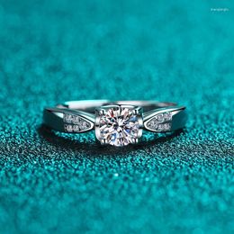 Cluster Rings Luxury White Gold 18K Moissanite Diamond For Women Dovetail Bull Head Fashion Adjustable Ring Wedding Jewelry Gift