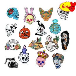 Pendants Skl Head Butterfly Witch Hairless Cat Brooches Pins Jackets Coat Lapel Pin Bag Button Collar Badges Gifts Medical Jewellery D Dhahw