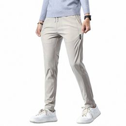 stretch Casual Pants Men Classic Lightweight Slim Fit Trousers for Men Summer Straight Drawstring Joggers Solid khaki Pants Male C89G#