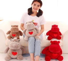 Kawaii Soft Love Heart Hippo Plush Doll Big Stuffed Cartoon Hippos Baby Toy Doll for Children Gift Decoration 20inch 50cm DY506174837853