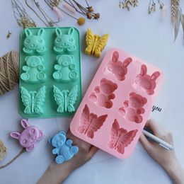 Baking Moulds 6-hole Bear Butterfly Cake Mould Ice Cream Jelly Pudding Soap Silicone Accessories Decorating Tools