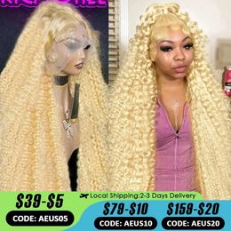 613 Honey Blonde Color 13x6 Lace Frontal Wig Water Curly HD Transparent Brazilian Remy 13x4 Loose Deep Wave Front Human Hair Wig