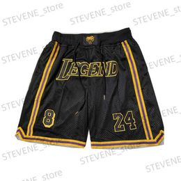 Men's Shorts Basketball Shorts LEGEND 8 24 Four Zipper Pockets Sewing Embroidery Outdoor Sport Shorts High-Quality Beach Pants Black 2023 NEW T240325