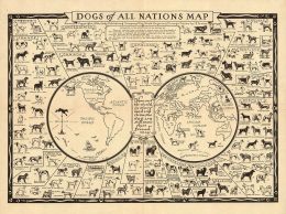 Calligraphy World Dogs Breeds of All Nations Map Art Silk Poster Print 24x36inch