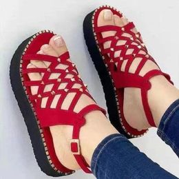 Dress Shoes Summer Women Sandals Gladiator Flat Heels Open Toe Ankle Strap Platform Casual Chaussure Femme