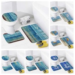 Mats Non slip shower mat bathroom carpet shower beach style decoration water absorbing bathtub carpet toilet cover decoration cover