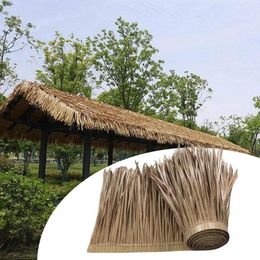 Decorative Flowers Palm Thatch Roll 39.37inchx19.69inch Decorate Straw Roofing Panel Grass Skirting Roof Hut For Bar Huts Deck Decor