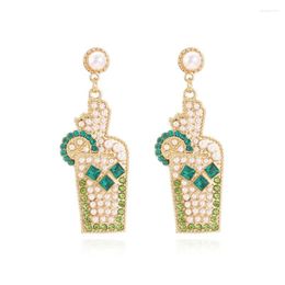 Dangle Chandelier Earrings Luxury Alloy Pearl Fruit Cocktail Drop For Women Bohemia Shinny Crystal Statement Pendant Earring Jewellery G Otcmb