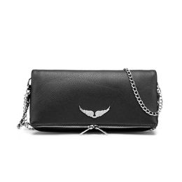 Zv wing womens bag Pu metal chain terms Spanish fashion versatile One Shoulder Messenger Bag