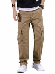 kstun 2024 Autunno Uomo Tuta Pantaloni casual Taglio dritto 100% Cott Pantaloni cargo da uomo Baggy Pantaloni maschili Outdoor Multi tasche m2nP #