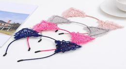 2022 new Lace Headband Cat Ear Girls Head Hoops Elastic Hair Band Wedding Party Pography Style Headwear Women Accessories 9 Col2233926