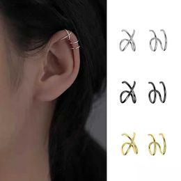 Ear Cuff Ear Cuff Titan Silver Clip Earrings for Women High quality Creative Simple C-shaped Non Perforated Earclip Cuff Buckles Trend Jewellery Gifts Y240326