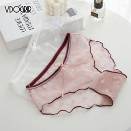 Brand new Women's Panties VDOGRIR Sexy Women's Lace Underwear Transparent Mid Rise Briefs With Bow Womens Comfort Underpants Lady Lingerie Pantyran