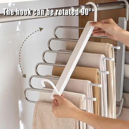 Hangers Vertical Storage Hanger Stainless Steel Folding Trouser Rack With Capacity Anti-slip Design For Organising Jeans Skirts Scarves