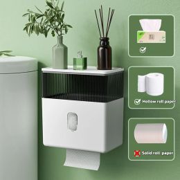 Holders Waterproof Toilet Tissue Box Wall Mount Toilet Paper Holder Shelf Bath Storage Tray Punchfree Bathroom Roll Paper Storage Box