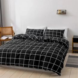 Plaid King Size Bedding Set Queen Size Comfortable Double Duvet Cover Set Durable Bedding Sets Comforter Cover and Pillow Cases 240319