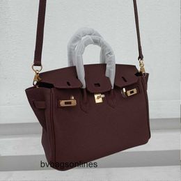 Original birkkns Bag Genuine leather bag with gold buckle TOGO wide shoulder strap Havana ebony single Guangzhou 491R