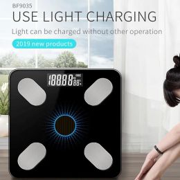 Scales Solar Energy Charging APP Bluetooth Intelligent Electronic Weight Balance Body Fat Scale Support for Android or IOS