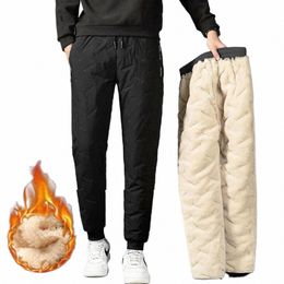 Inverno Sweatwear Men Plush Grosso Fleece Sweatpant Calças Térmicas Calças Casuais Calças de Jogging Impermeáveis Calças Cott Quentes Nova J5hw #