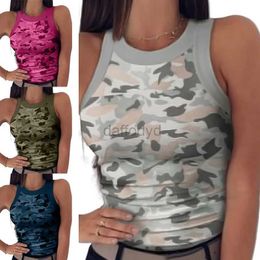 Women's Tanks Camis Womens fashion camouflage printed vest casual O-neck sleeveless T-shirt sexy tight elastic vest Streetwear Plus size S-3XL 24326