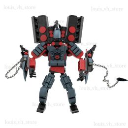 Blocks New Hot Armored Man Chain Skibidi Toilet Titan TV Man Figure Knife TV Man Revenge Building Blocks Set Toys Model For Kids Gift T240325