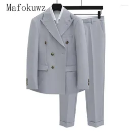 Men's Suits Autumn British Style Double-breasted Blazers Trousers Suit Slim Business Casual High Street Jackets Pants Two-piece Set