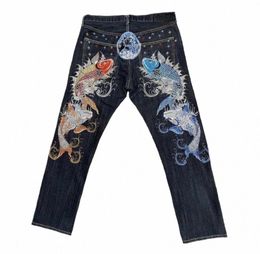 y2k jeans men Harajuku Gothic American High Waist Jeans streetwear Men High Street Trend Street Hip Hop Straight Wide Leg Pants c1B3#