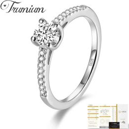 Band Rings Trumium 0.5CT Womens Moisturizing Ring Simple Sparkling Round 925 Sterling Silver Finger Ring Anniversary Commemorative Gift Exquisite Jewelry J240326