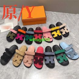 Summer Slippers Chypre Sandals High Version Familys Second Uncle Thick Sole One Word Slipper 2024 New Sponge Cake Versatile External Wear Sli have logo HBYY