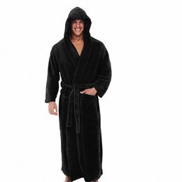 winter Men's Robes Sleepwear Thick Lengthened Plush Shawl Bathrobe Kimo Home Clothes Lg Sleeved Nightgown Men's Clothing A80Y#