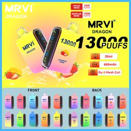 정통 MRVI 드래곤 13000 퍼프 회전 가능한 e 담배 vape 펜 충전식 650mAh 배터리 20ml 디스플레이 포드 거대한 증기 장치 13k 6500puff 듀얼 모드