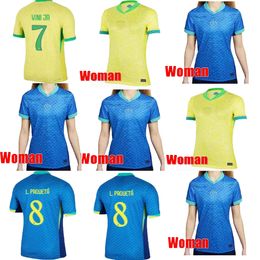 Brasil VINI Jr. camisa de futebol à prova d'água Brasil CASEMIRO 24/25 Seleção Nacional G.Jesus P.Coutinho Home Away feminino Kit L.Paqueta T.Sia PELE