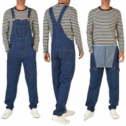 2024 New Men's Spring Autumn Men's Denim Overalls Suspenders Men's Jeans New Pants Jumpsuit d05W#