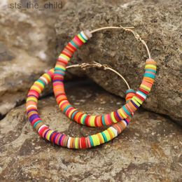 Charm 65mm large hoop earrings for womens Bohemian Jewellery Multicoloured clay summer beach accessories earrings for girls as giftsC24326