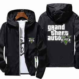 women Men's Grand Theft Auto 3D GTA 5 Logo Windbreaker Reflective Sunscreen Skin Zipper t shirt Jacket Sports Pilot Oversized XL l8H8#