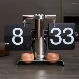 Table Clocks Nordic Flip Page Digital Wood Sweet Desk Nixie Living Room Office Decoration Home Items Stylish Gadgets