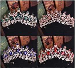 4 Renkli Rhinestone Kristal Düğün Taç Gelin Tiaras ve Taç Kraliçe Diadem Pageant Altın Taç Gelin Saç Takı Acc Jllvxe5189517