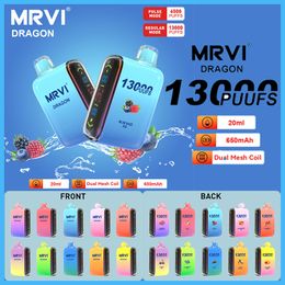 Original MRVI DRAGON 13000 Puffs Disposable E Cigarette Vape Pen With Rechargeable 650mAh Battery 20ml Display Pod Huge Vapour Device 13000puff Dual Mode