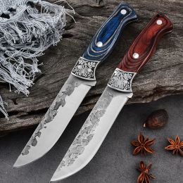 Knives Forged Cleaver Kitchen Chef Knife Stainless Steel Hand Meat Knife Fruit Paring Fishing Portable BBQ Butcher Boning Knife Cover