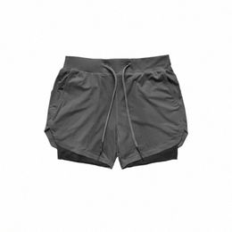 2022 Camo Running Shorts Men 2 In 1 Double-deck Quick Dry GYM Sport Fitn Jogging Workout Sports Short Pants 83sv#